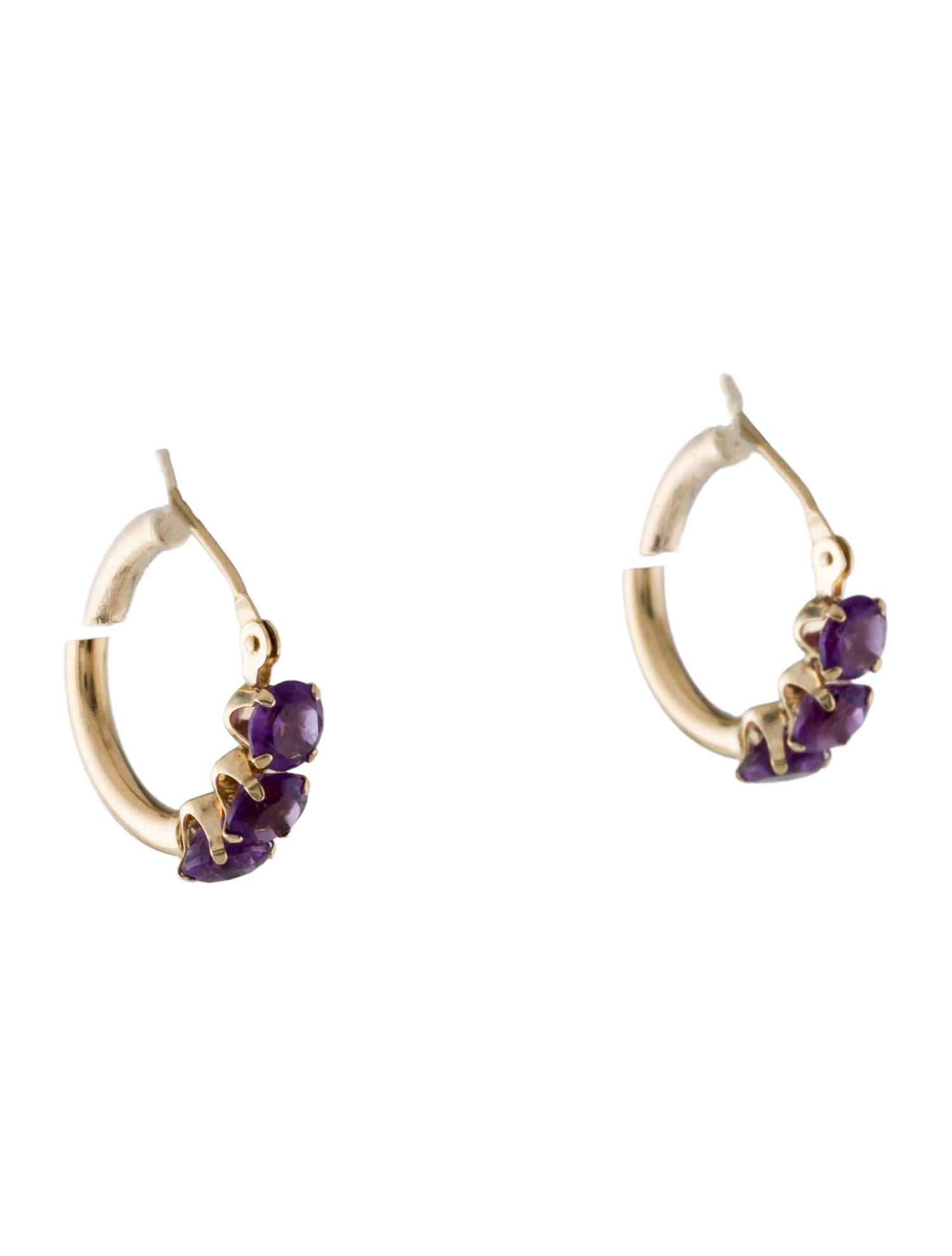 Earrings 14K 1.20ctw Amethyst Hoop