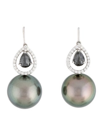 Earrings 18K Pearl & Diamond Drop Earrings