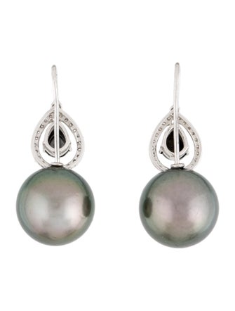 Earrings 18K Pearl & Diamond Drop Earrings