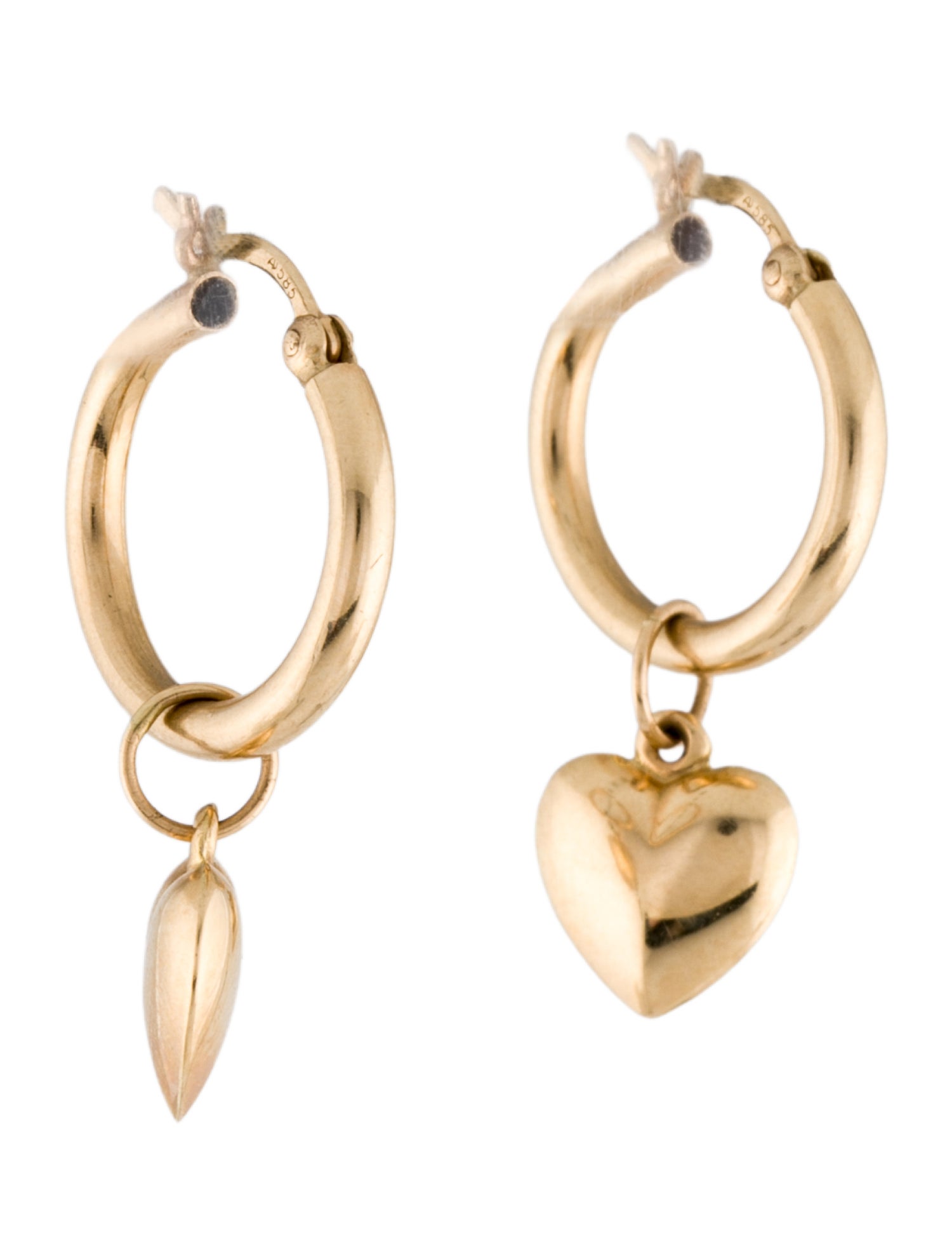 Earrings 14K Heart Hoop Drop