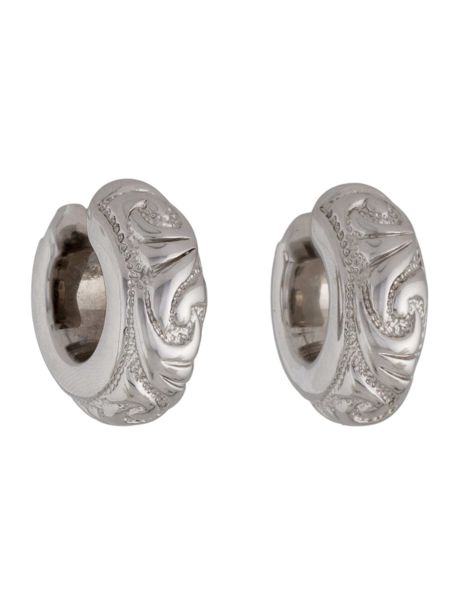 Earrings 18K Textured Spiral Hoop