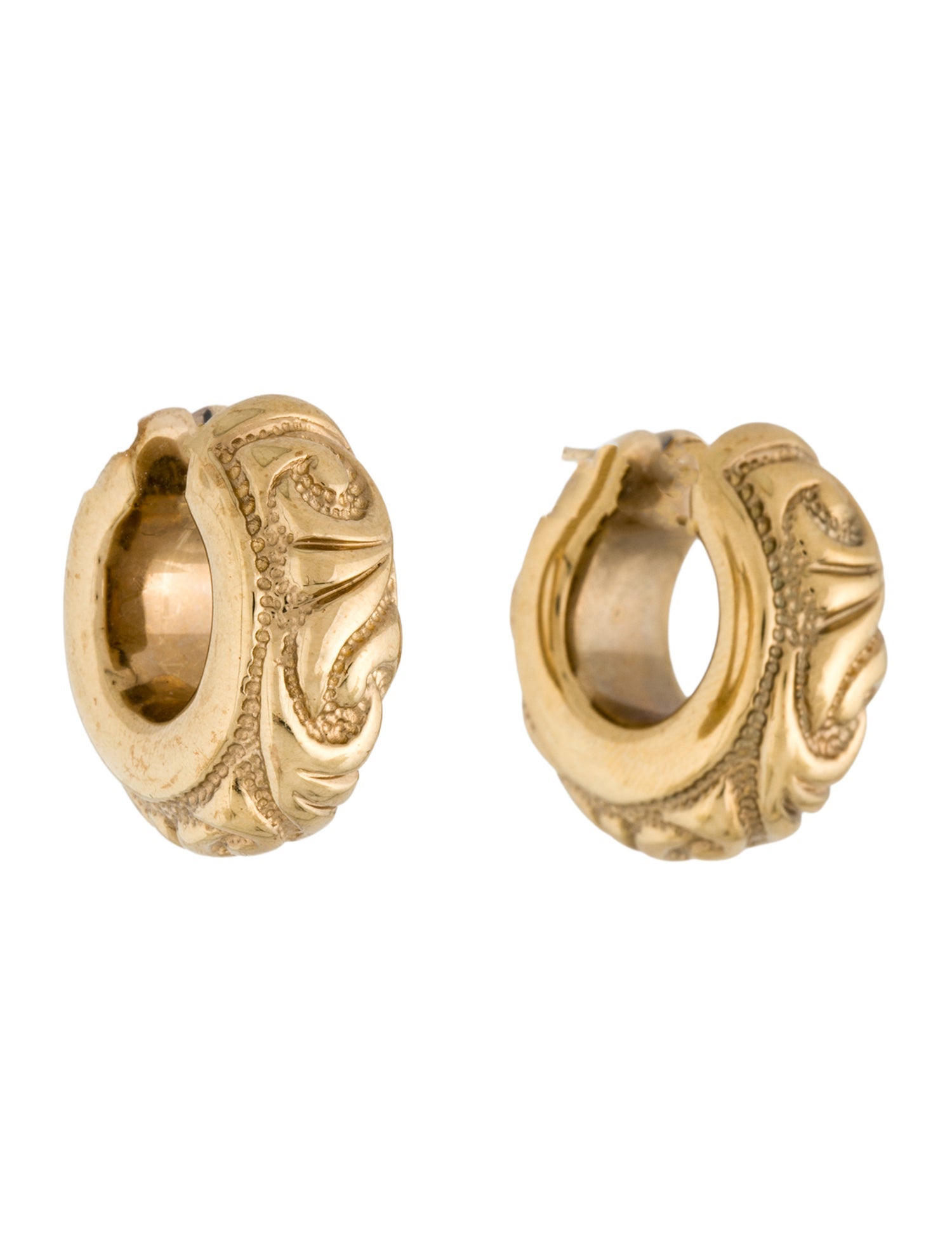 Earrings 18K Textured Chunky Hoop