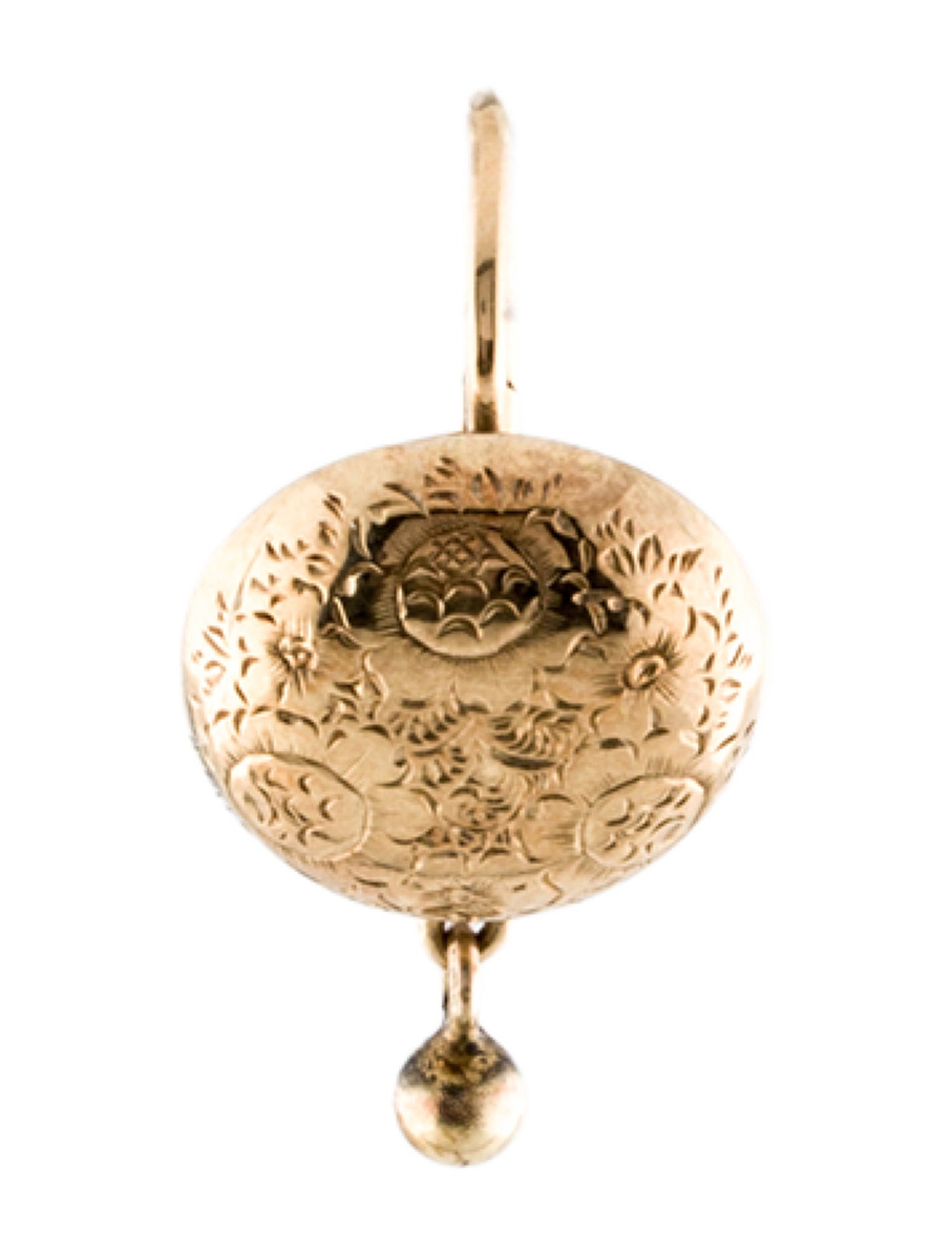 Earrings 14K Floral Etched Drop Single Earrings