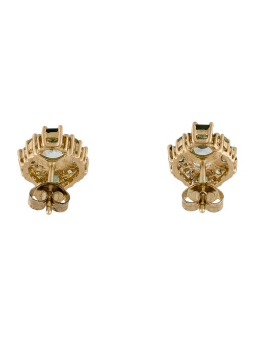 Earrings 10K Prasiolite, Tourmaline, Peridot, & Diamond Stud Earrings