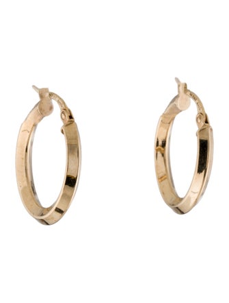 Earrings 14K Oval Knife Edge Hoop Earrings