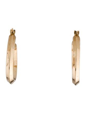 Earrings 14K Oval Knife Edge Hoop Earrings