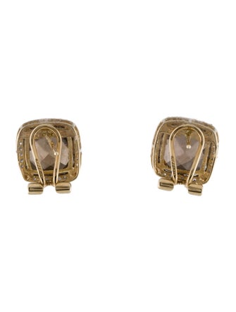 Earrings 10K Quartz & Diamond Earclip Earrings