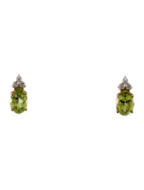 Earrings 14K 2.82ctw Peridot & Diamond Stud Earrings