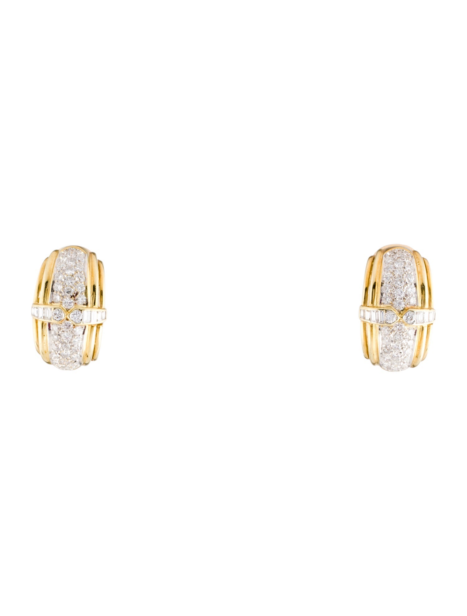 Earrings 18K 2.90ctw Diamond Ridged Earclip
