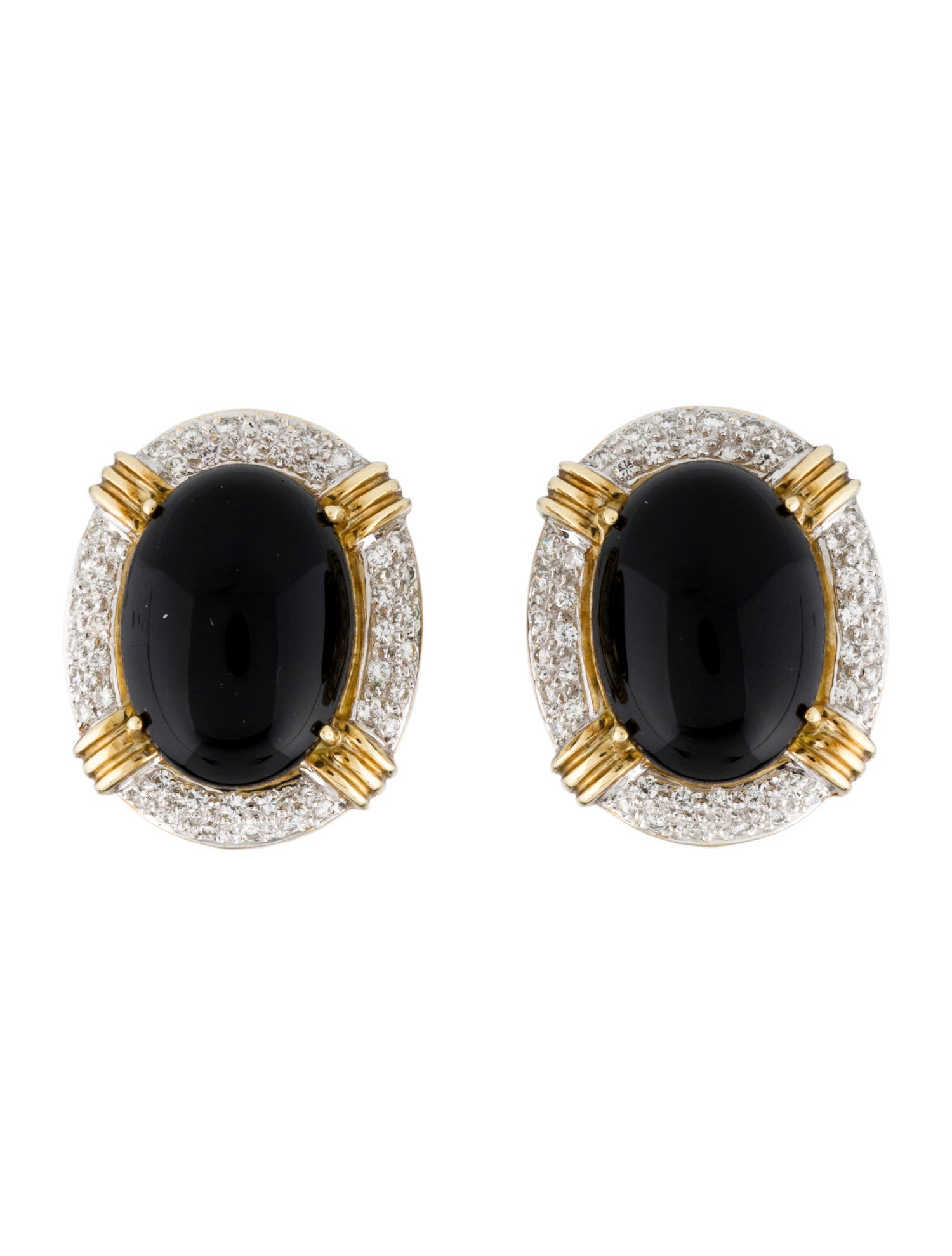 Earrings 14K Onyx & Diamond Earclip