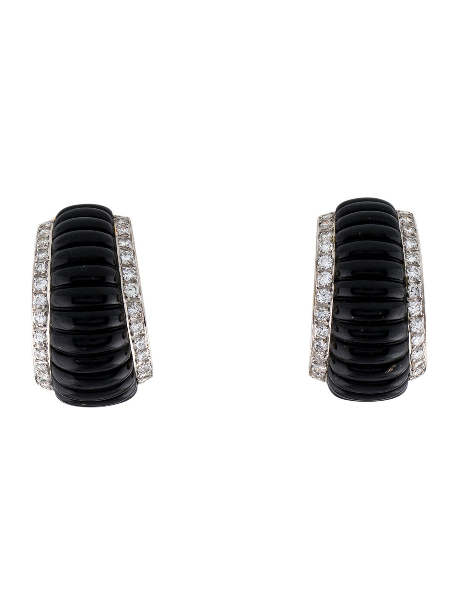 Earrings 14K Nephrite & Diamond Clip-On