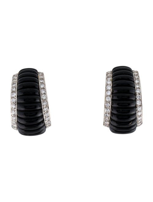 Earrings 14K Nephrite & Diamond Clip-On Earrings