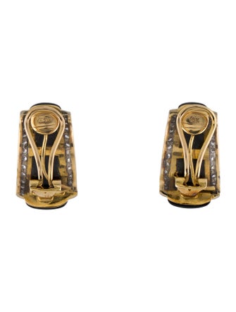 Earrings 14K Nephrite & Diamond Clip-On Earrings