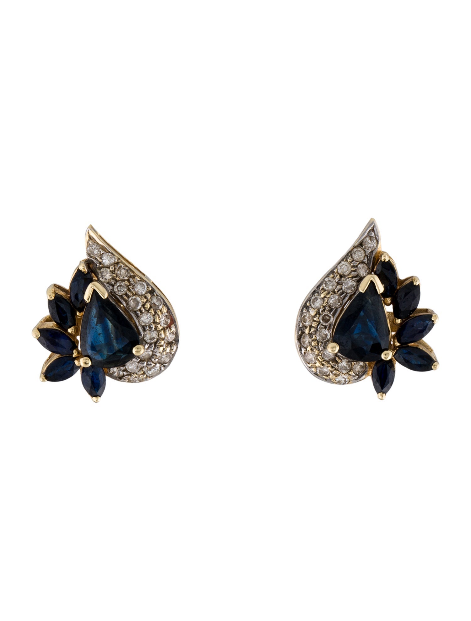 Earrings 14K Sapphire & Diamond Earclip