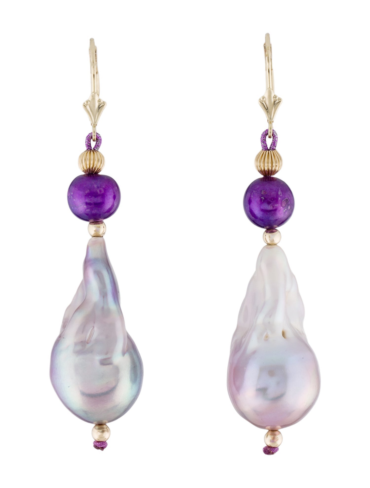 Earrings 14K Pearl & Dyed Pearl Drop