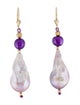 Earrings 14K Pearl & Dyed Pearl Drop Earrings
