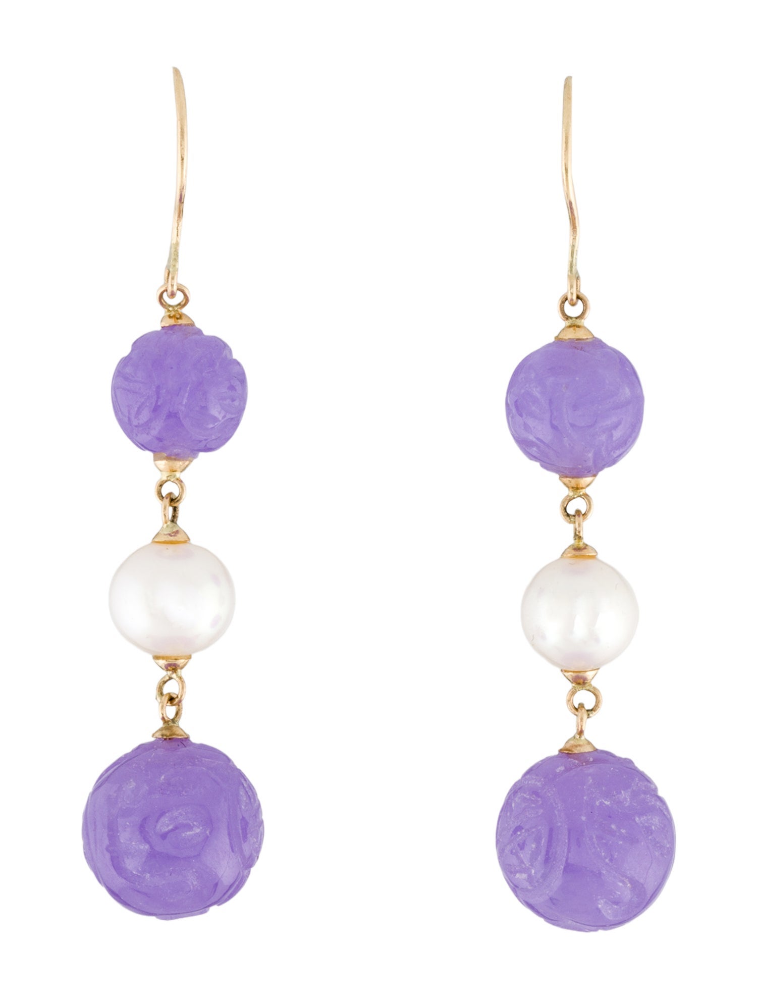 Earrings 14K Pearl & Dyed Jadeite Drop
