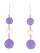 Earrings 14K Pearl & Dyed Jadeite Drop Earrings