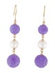 Earrings 14K Pearl & Dyed Jadeite Drop Earrings