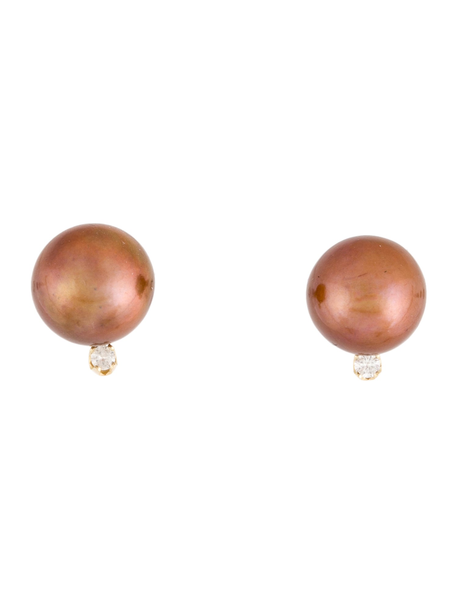 Earrings 14K Pearl & Diamond Stud
