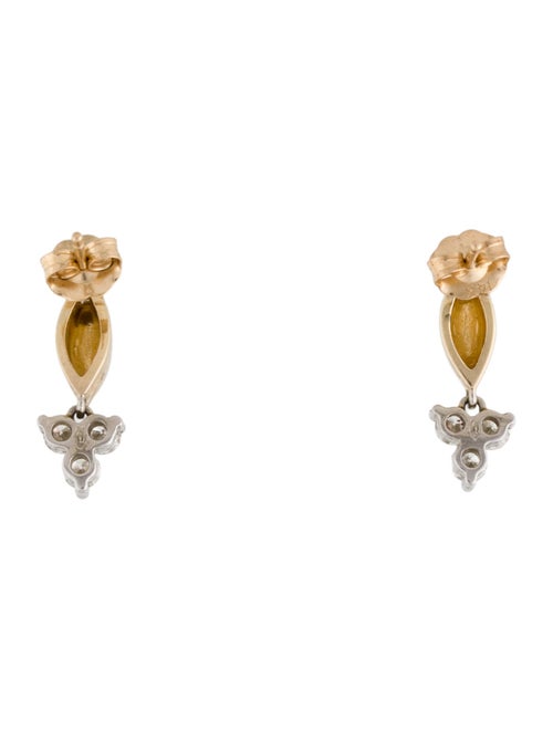 Earrings 14K Diamond Navette Stud Drop Earrings