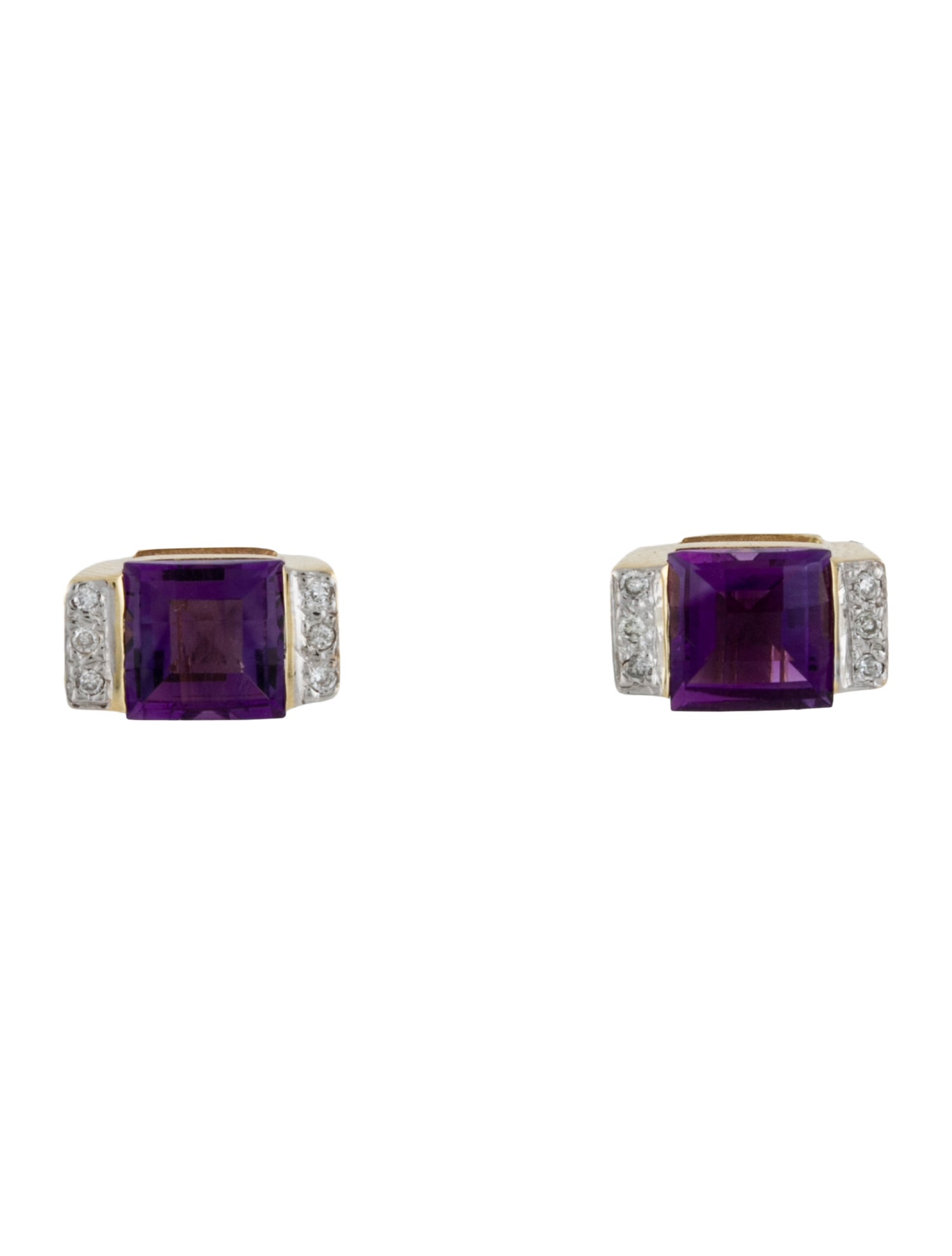Earrings 14K Amethyst & Diamond Stud