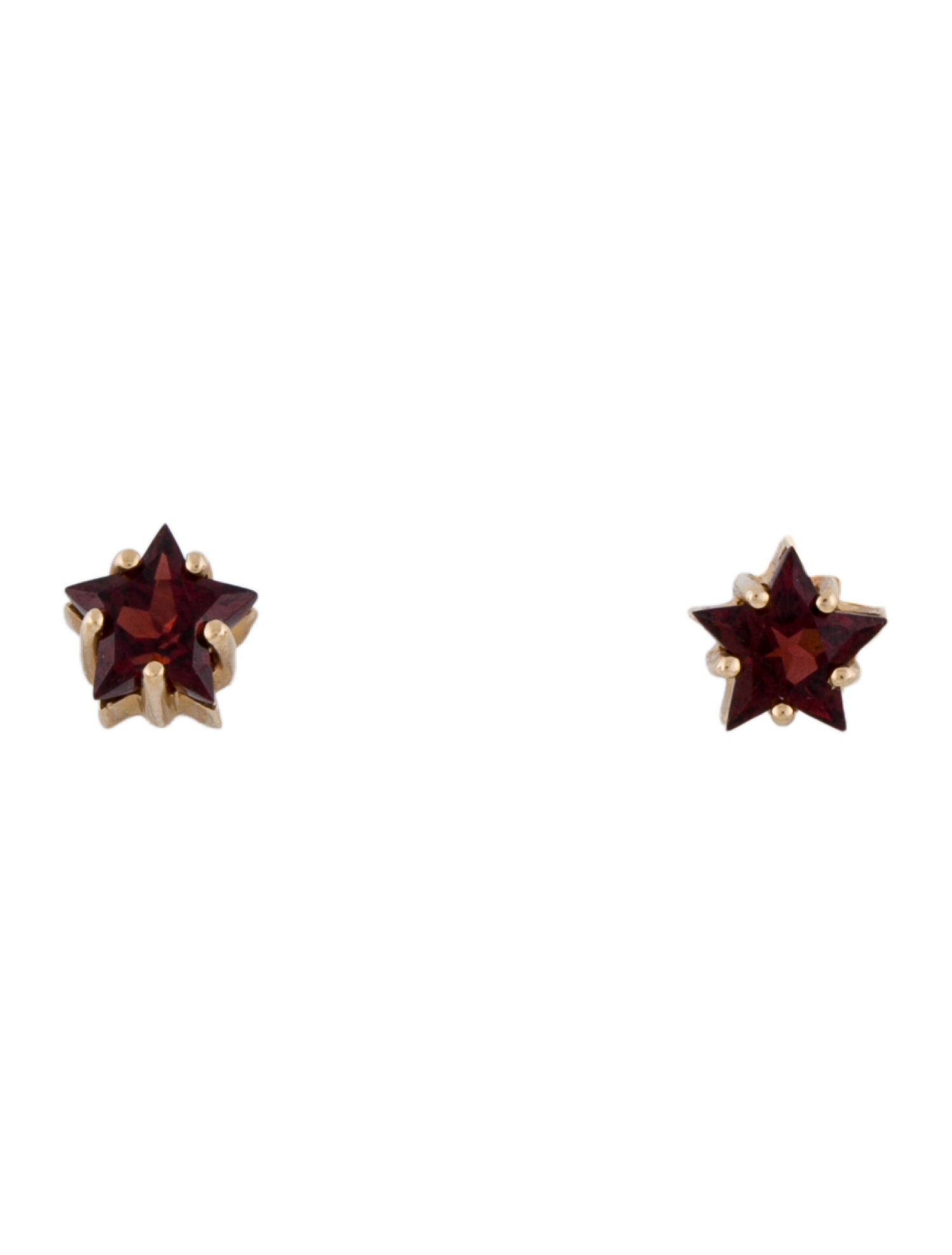 Earrings 14K Garnet Star Studs