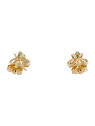 Earrings 14K Emerald & Diamond Stud Earrings