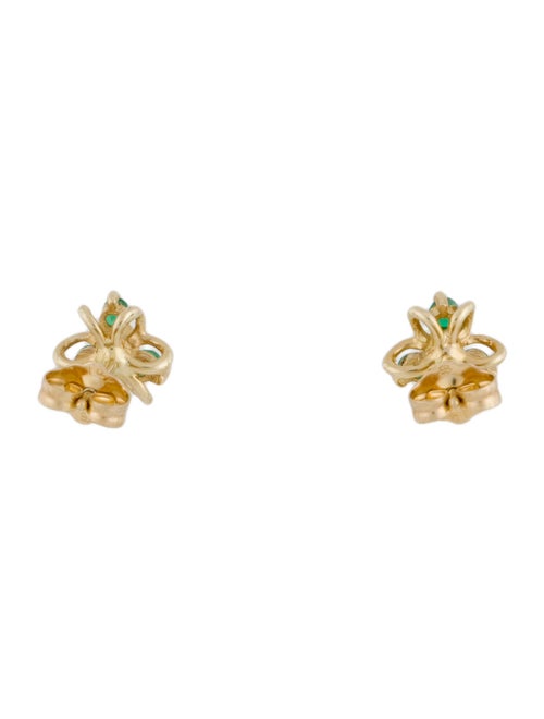 Earrings 14K Emerald & Diamond Stud Earrings
