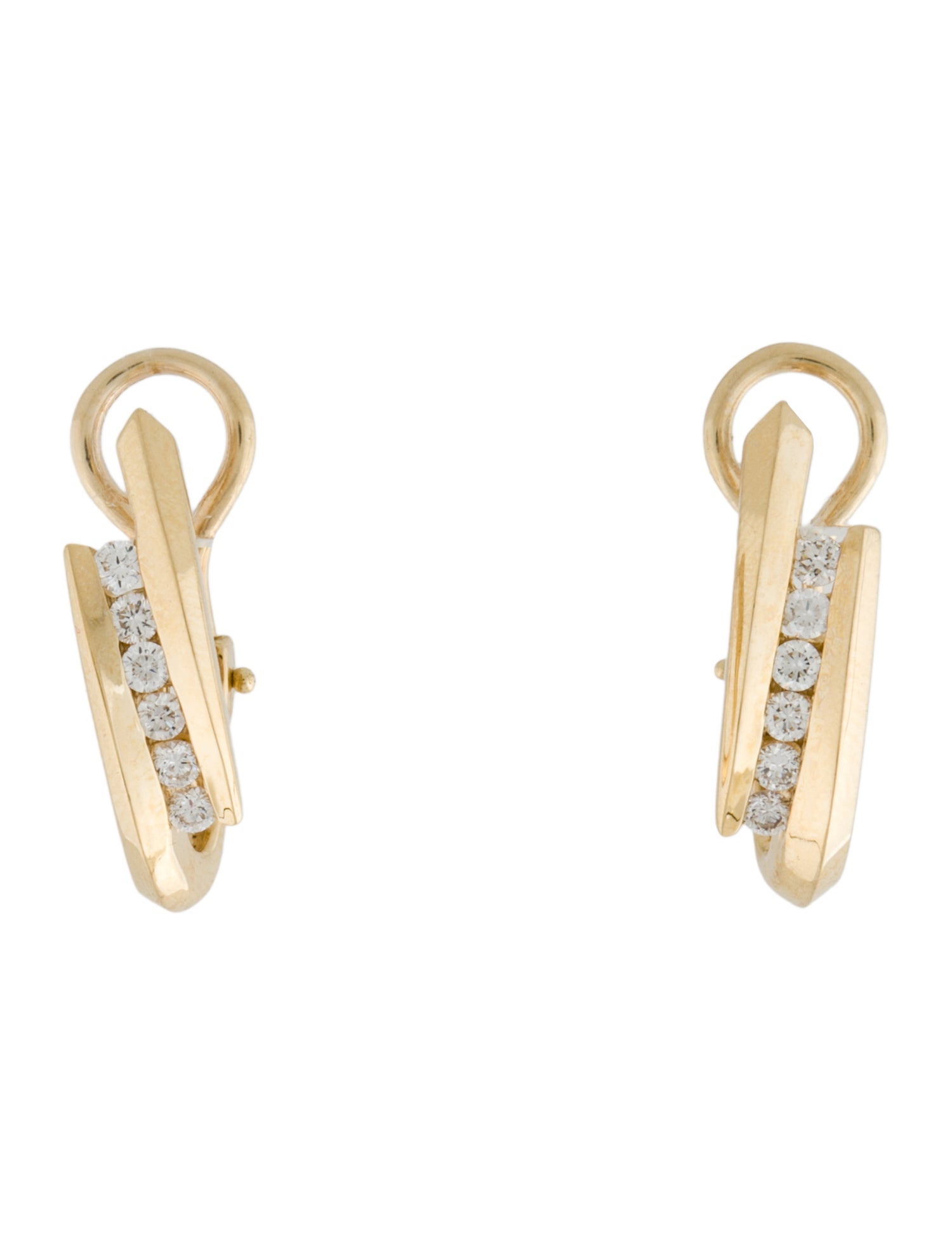 Earrings 14K Diamond Angled Hoop Earclips