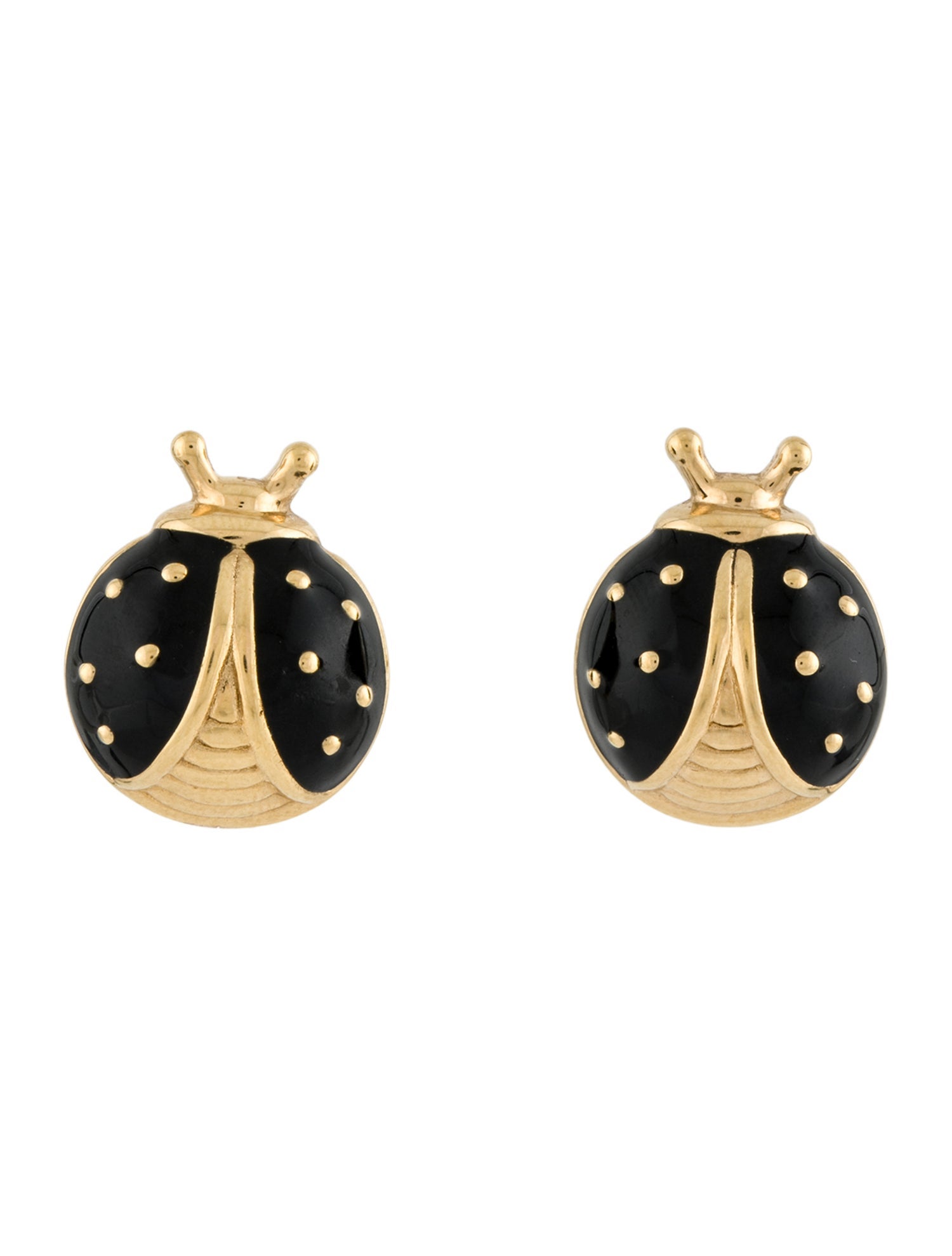 Earrings 18K Enamel Ladybug Stud