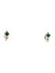 Earrings 14K Emerald & Diamond Two-Tone Earclips