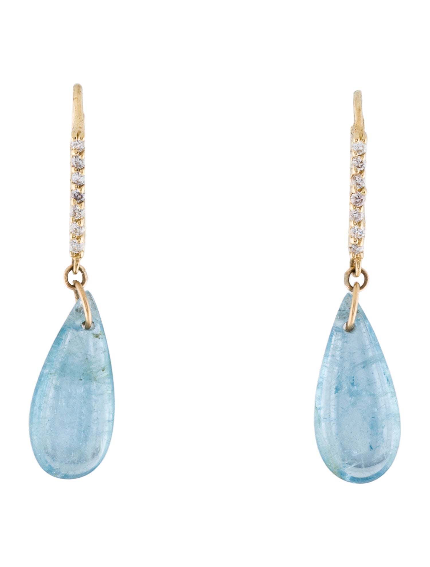 Earrings 14K Aquamarine & Diamond Drop