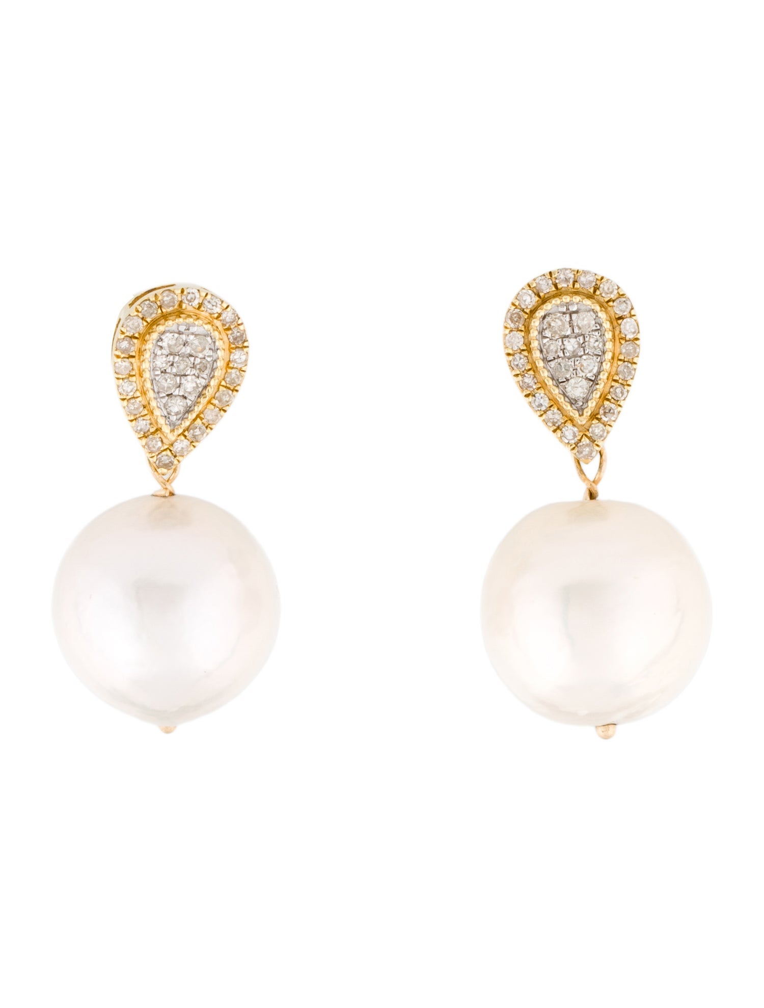 Earrings 14K Pearl & Diamond Drop