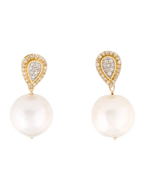 Earrings 14K Pearl & Diamond Drop Earrings