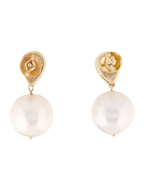 Earrings 14K Pearl & Diamond Drop Earrings