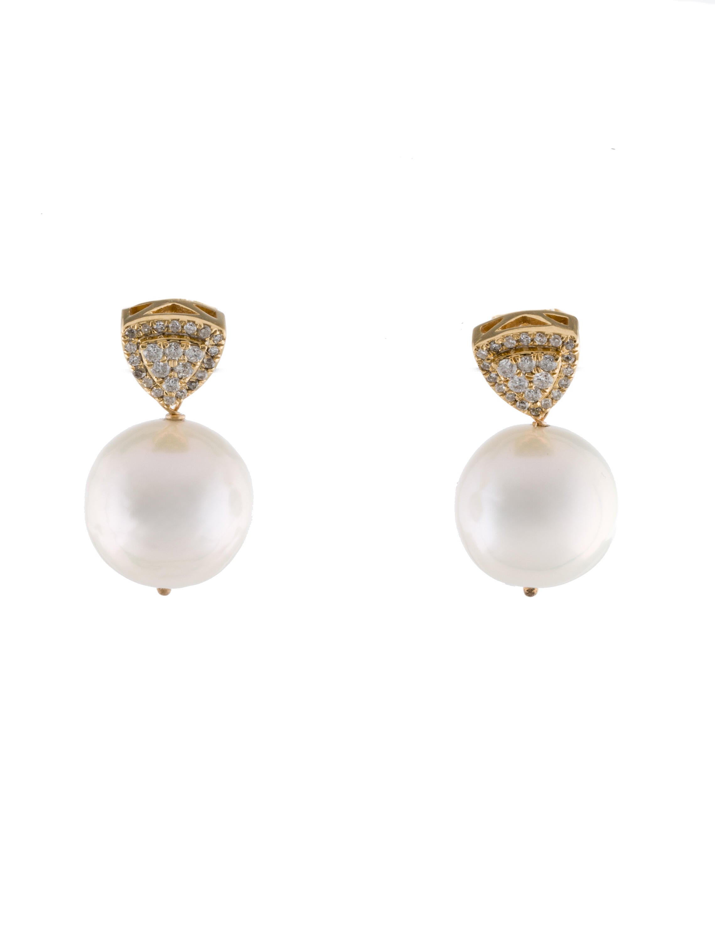 Earrings 14K Pearl & Diamond Drop