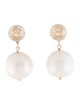 Earrings 14K Pearl & Emerald Drop Earrings