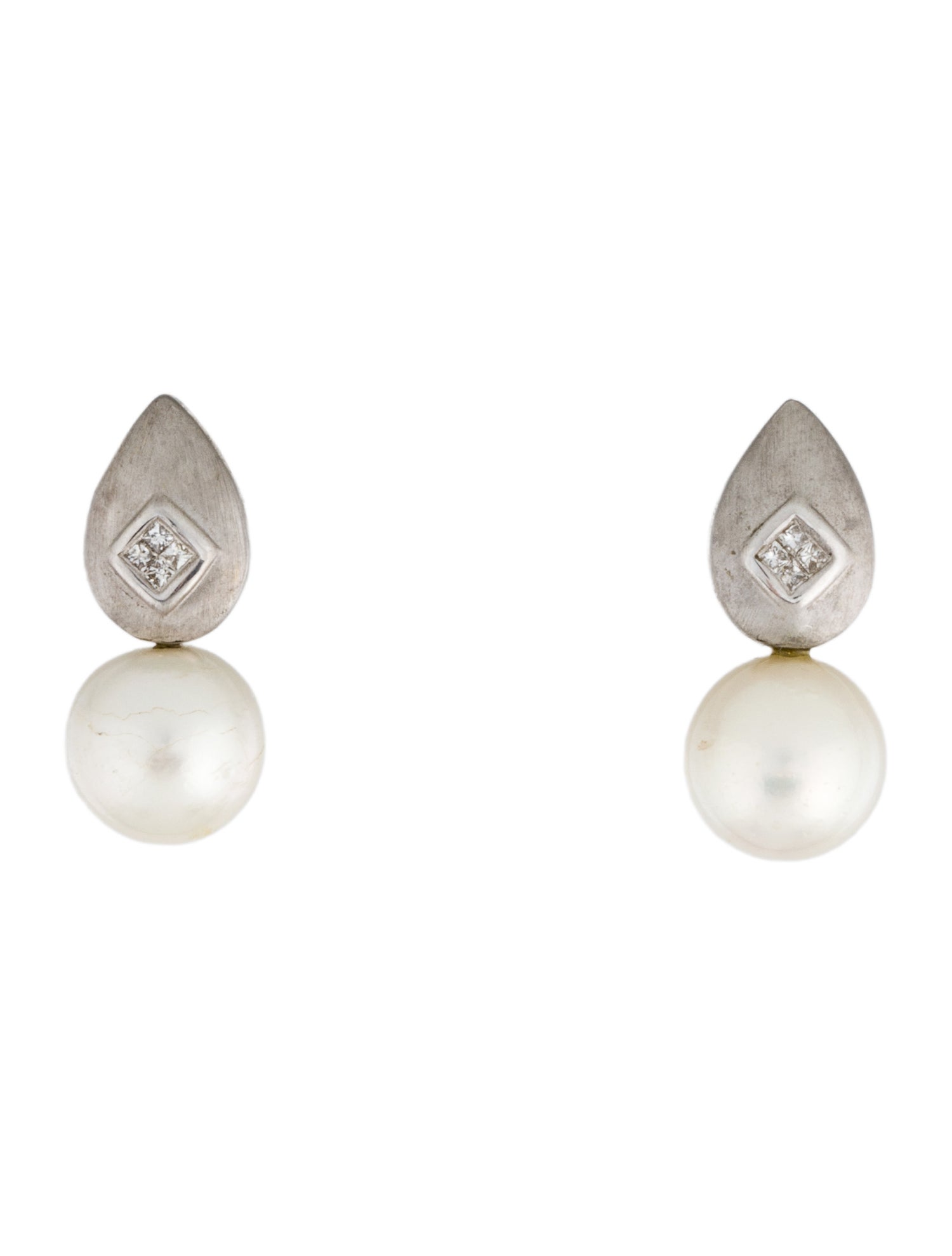 Earrings 14K Pearl & Diamond Drop