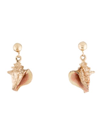 Earrings 14K Enamel Seashell Drop Earrings
