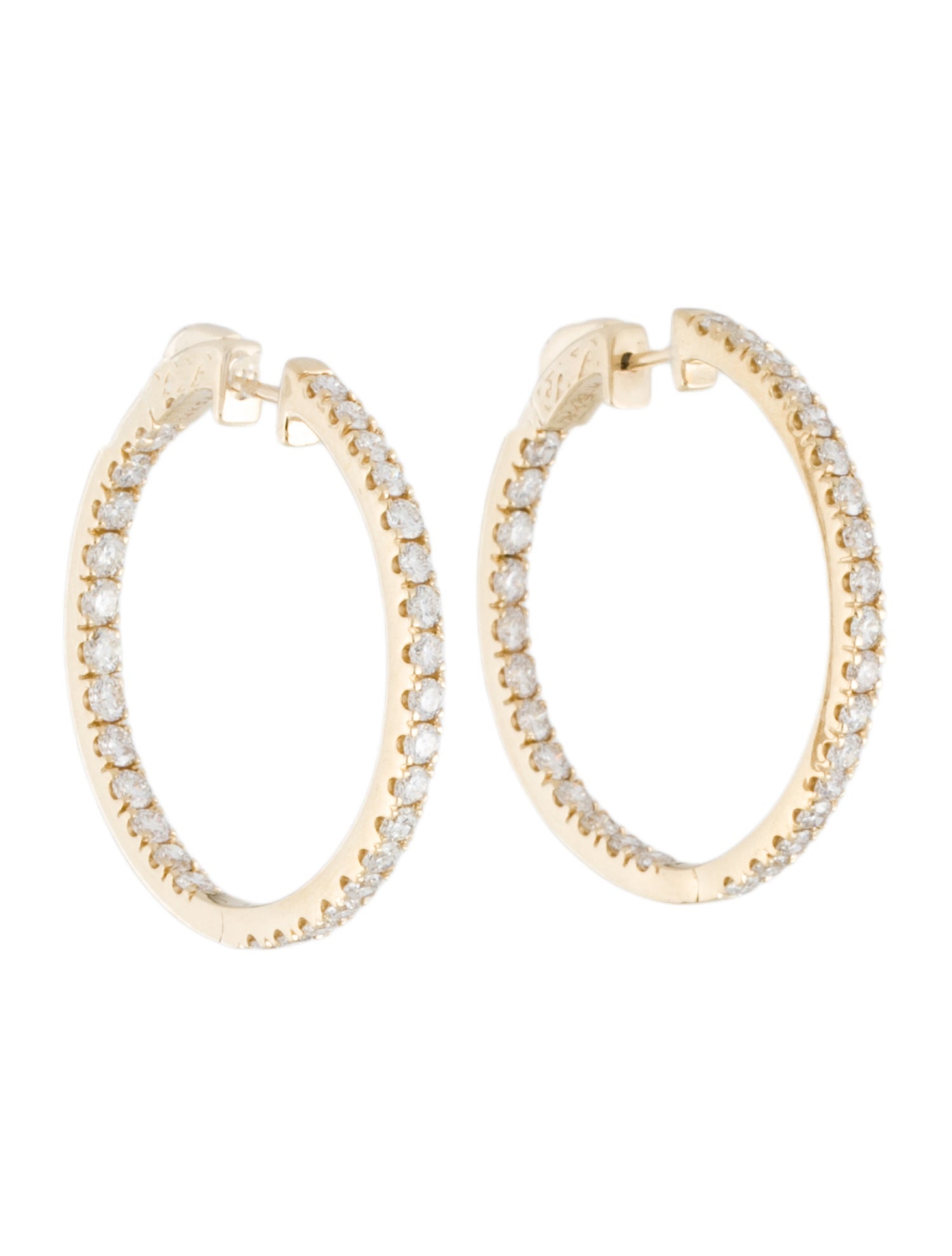 Earrings 14K 2.40ctw Diamond Inside-Outside Hoop