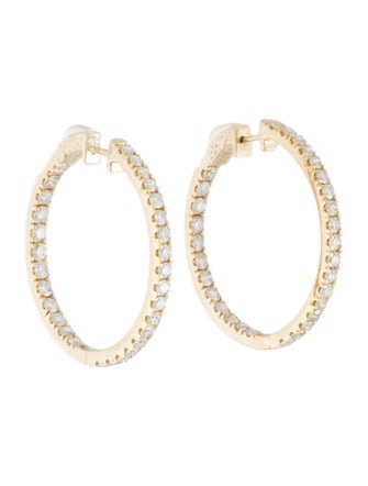 Earrings 14K 2.40ctw Diamond Inside-Outside Hoop Earrings