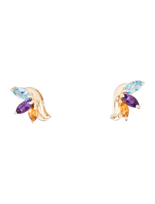 Earrings 14K Amethyst, Topaz & Citrine Stud Earrings