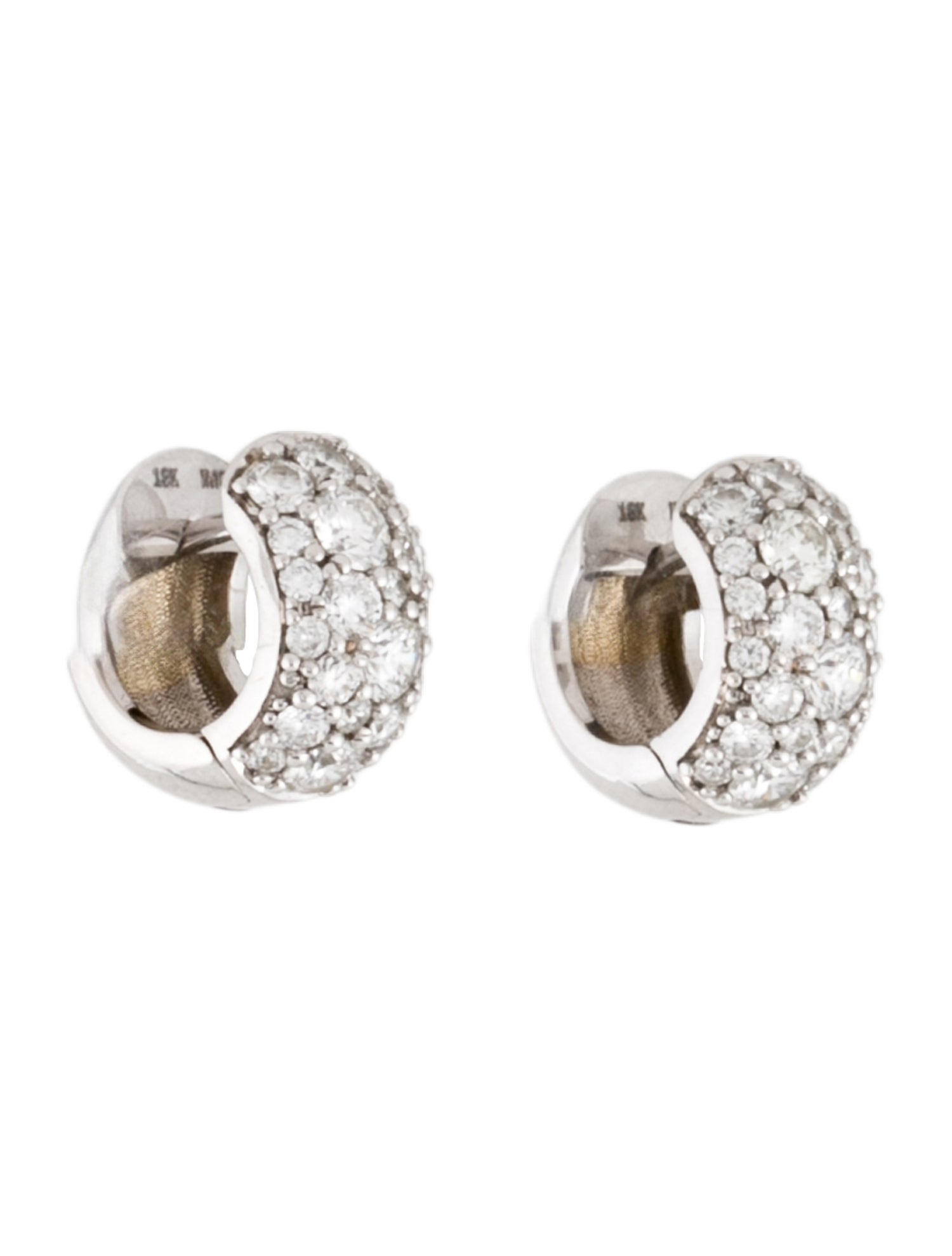 Earrings 18K 1.38ctw Diamond Huggie Hoop