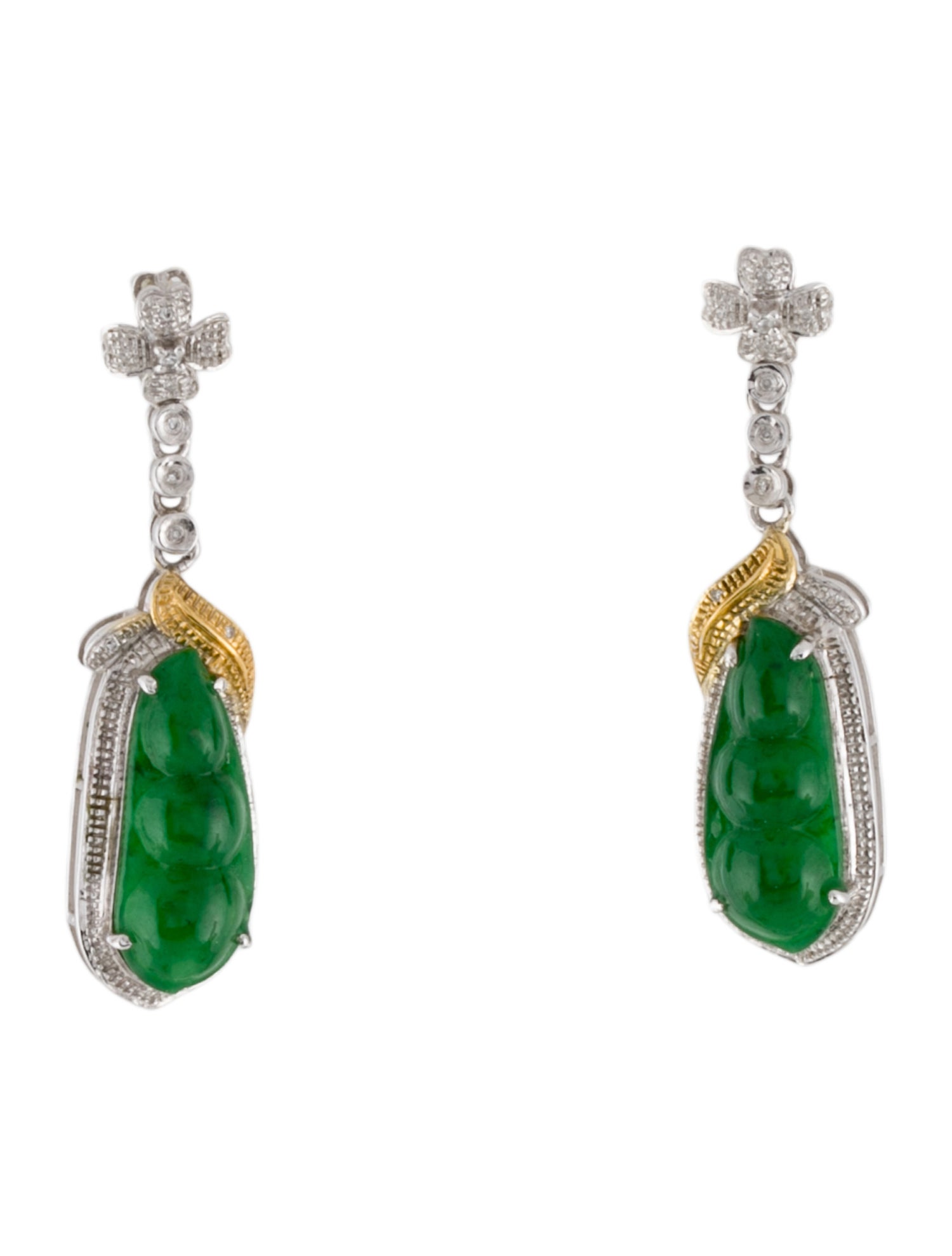 Earrings 18K Jadeite Pea Pod Drop