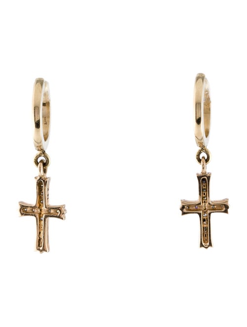 Earrings 14K Diamond Cross Huggie Drop Earrings