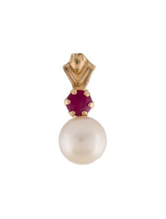 Earrings 14K Ruby & Pearl Single Stud Earring