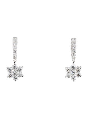 Earrings 14K 2.02ctw Diamond Hoop Drop Earrings