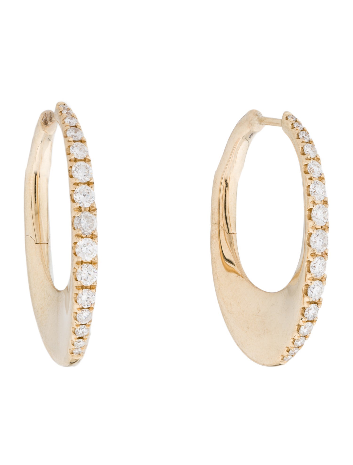 Earrings 14K 1.08ctw Diamond Oval Hoop