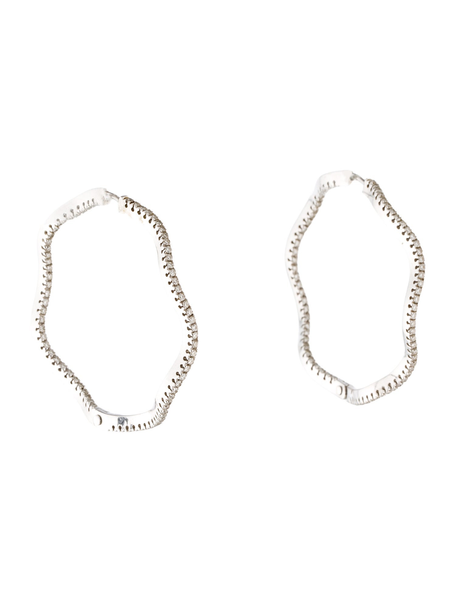 Earrings 18K 1.22ctw Diamond Wavy Hoop